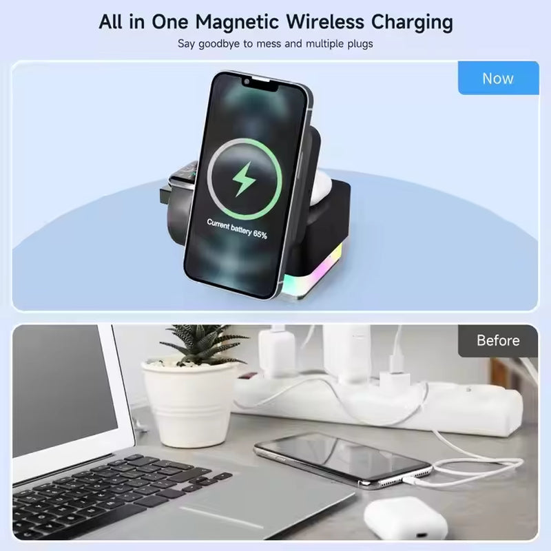 2025 Best Selling 4 in 1 Wireless Charger 15W Fast Charging Station for Airpods for Phone for Iwatch