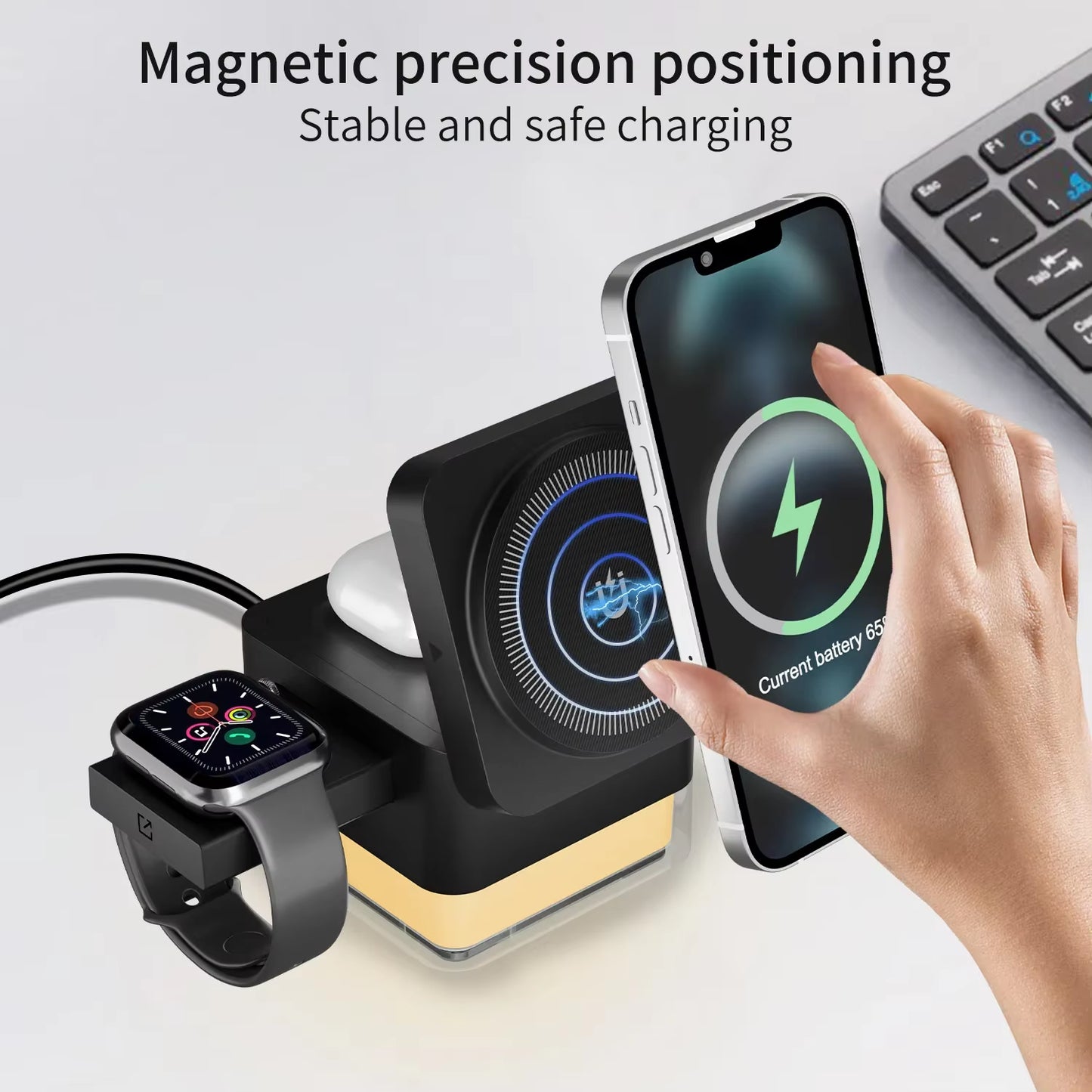 2025 Best Selling 4 in 1 Wireless Charger 15W Fast Charging Station for Airpods for Phone for Iwatch